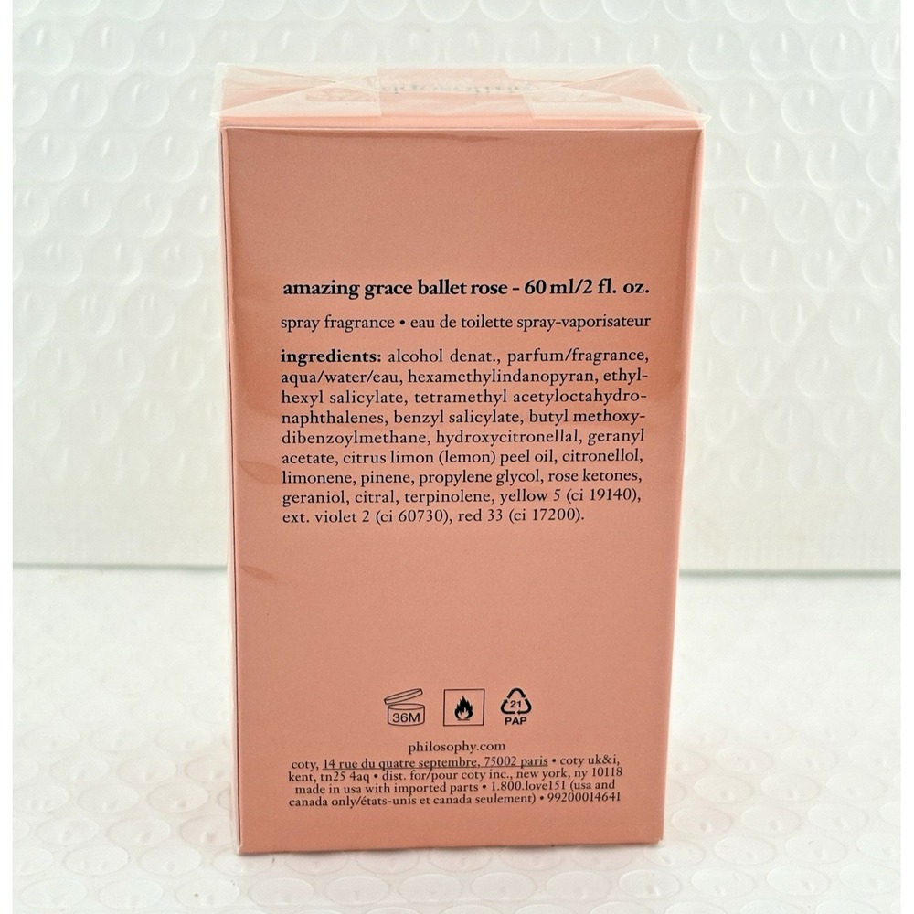 Philosophy Amazing Grace Ballet Rose Eau De Toilette Spray Perfume 2oz/60ml  New - Picture 3 of 4